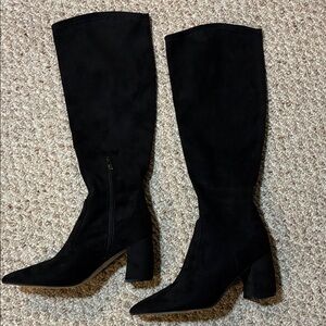 Marc Fisher Black Mfretie Textile Suede Knee High Boots. Size 8